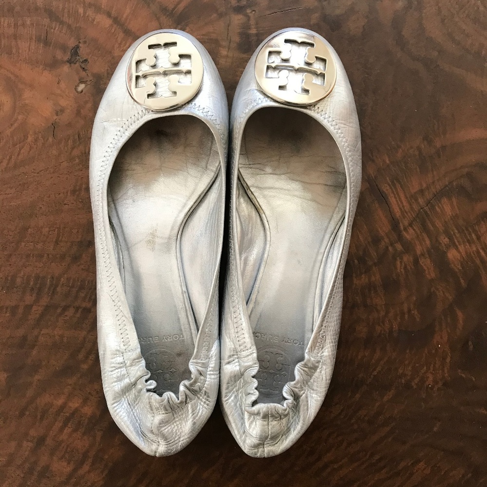 Tory Burch Silver Ballet Flats
